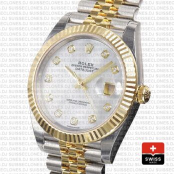 Rolex Datejust 41 Two-Tone White Dial Diamonds Jubilee Replica Watch