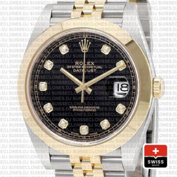 Rolex Datejust 41mm Black Dial Diamonds Jubilee Rolex Replica Watch