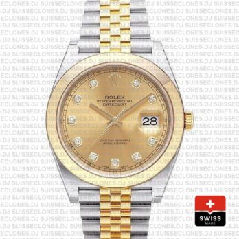 Rolex Datejust Jubilee Gold Diamond Dial Replica Watch