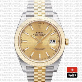 Rolex Datejust 41mm Two-Tone Gold Dial Jubilee Swiss Replica