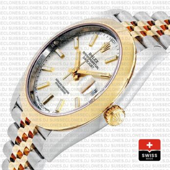 Rolex Datejust 41 Jubilee Two-Tone Stainless Steel 18k Yellow Gold Smooth Bezel Silver Dial Watch