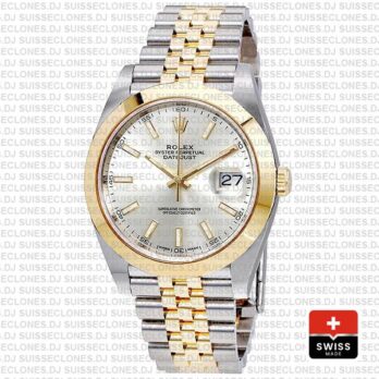 Rolex Datejust 41 Jubilee Two-Tone Stainless Steel 18k Yellow Gold Smooth Bezel Silver Dial
