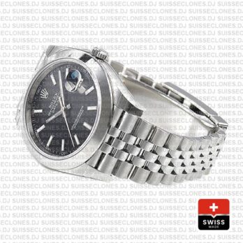 Rolex Datejust 41 Jubilee Steel Smooth Bezel Black Dial Stick Markers 126300 Swiss Replica