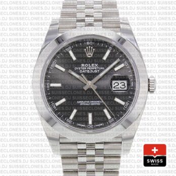Rolex Datejust Smooth Bezel Black Dial Rolex Replica Watch