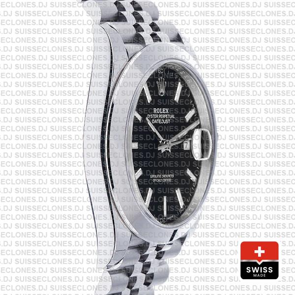Rolex Datejust Smooth Bezel Black Dial Replica Watch