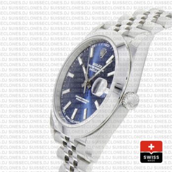 Rolex Oyster Perpetual Datejust 41 904L Steel Blue Dial with Smooth Bezel