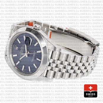 Rolex Oyster Perpetual Datejust 41 904L Steel Blue Dial with Smooth Bezel Jubilee Bracelet Replica