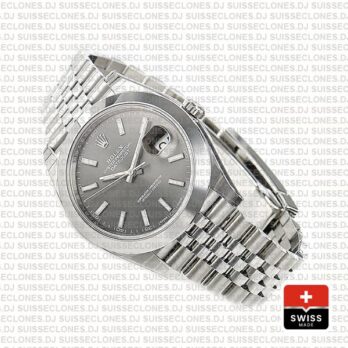 Rolex Datejust 41 Jubilee 904L Steel Smooth Bezel Dark Rhodium