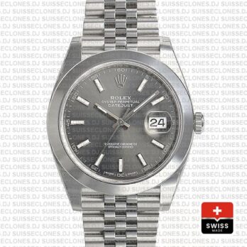 Rolex Datejust 41 Grey Dial Steel Jubilee Bracelet Replica Watch