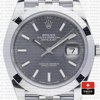 Rolex Datejust 41 Jubilee 904L Steel Smooth Bezel Dark Rhodium