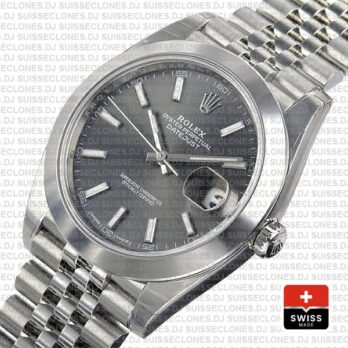 Rolex Datejust 41 Jubilee 904L Steel Smooth Bezel Dark Rhodium Grey Dial