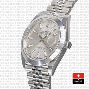 Rolex Datejust 41 Stainless Steel Silver Dial Smooth & Fixed Bezel Replica Watch