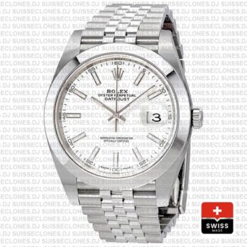 Rolex Datejust 41 904L Steel White Dial Rolex Replica Watch