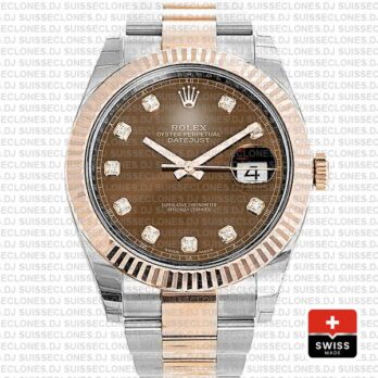 Rolex Datejust 41mm Two-Tone 18k Rose Gold 904L Steel Fluted Bezel