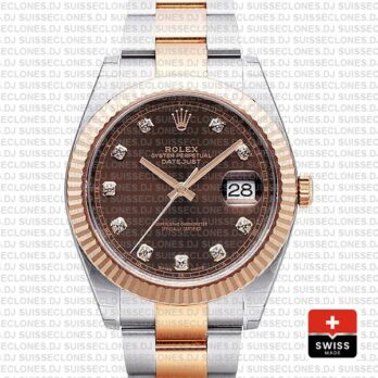 Rolex Datejust 41 Two-Tone Rose Gold Chocolate Diamond Dial