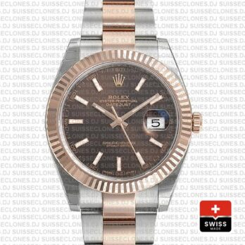 Rolex Datejust 41 Two-Tone 18k Rose Gold, 904L Stainless Steel Fluted Bezel