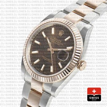 Rolex Datejust 41 Two-Tone 18k Rose Gold, 904L Stainless Steel Fluted Bezel