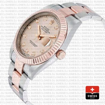 Rolex Datejust 41mm Oyster Two-Tone 18k Rose Gold