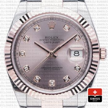 Rolex Datejust Two-Tone Pink Dial Diamonds Rose Gold Rolex Replica Watch