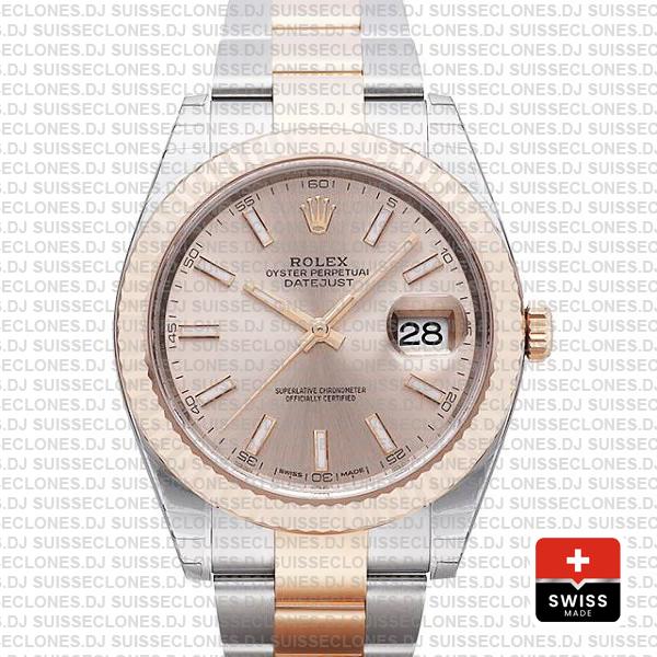 Rolex Datejust 41 Two-Tone Rose Gold Pink Dial Replica Watch