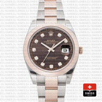 Rolex Datejust 41 Two-Tone Rose Gold Chocolate Diamond Dial Replica