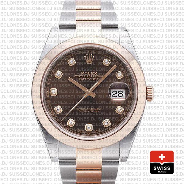 Rolex Datejust 41 Two-Tone Rose Gold Chocolate Diamond Dial