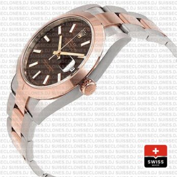 Rolex Datejust 41 Two-Tone 904L Stainless Steel 18k Rose Gold Smooth Bezel Chocolate Dial Watch