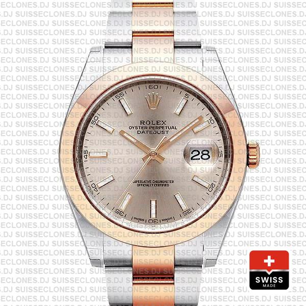 Rolex Datejust 41 Pink Dial Rose Gold Two-Tone Replica Watch