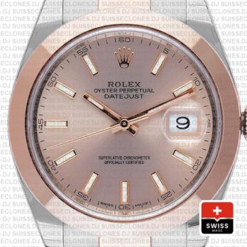 Rolex Datejust 41 Pink Dial Rose Gold Two-Tone Swiss Replica Watch