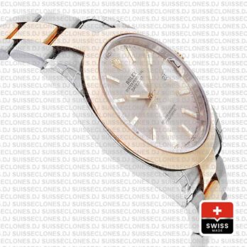 Rolex Datejust Two-Tone 18k Rose Gold Smooth Bezel Pink Dial Watch