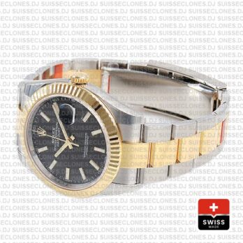 Rolex Datejust 41 Two-Tone Gold Black Dial Replica Watch