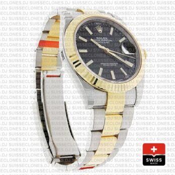 Rolex Datejust Two-Tone 18k Yellow Gold 904L Steel Bracelet with Fluted Bezel