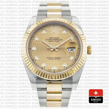 Rolex Datejust 41 Two-Tone Gold Diamonds Dial Replica Watch