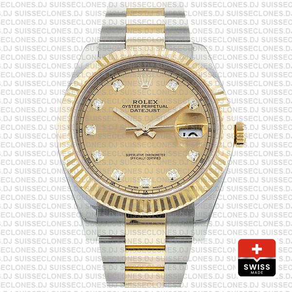 Rolex Datejust 41 Two-Tone Gold Diamonds Dial Replica Watch