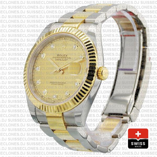 Rolex Datejust 41 Two-Tone Gold Diamonds Dial Rolex Replica Watch