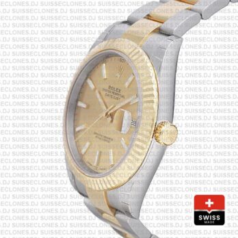 Rolex Datejust Gold Dial Two-Tone 41mm Fluted Bezel Replica Watch