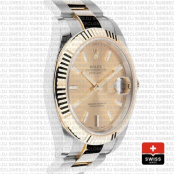 Rolex Datejust Gold Dial Two-Tone 41mm Fluted Bezel Watch