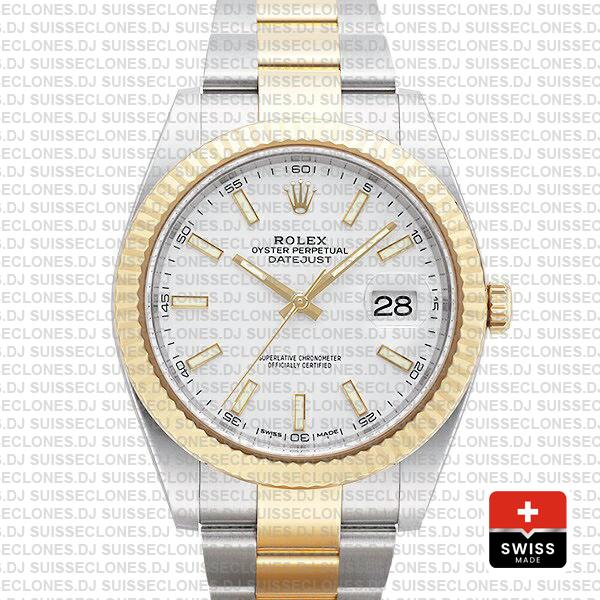Rolex Datejust White Dial Two Tone 41mm Swiss Replica Watch