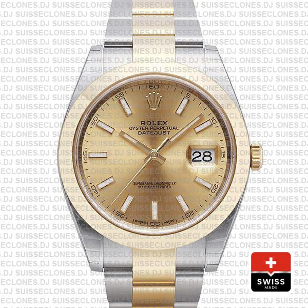 Rolex Oyster Perpetual Datejust 18k Yellow Gold Two-Tone Gold Dial Replica Watch