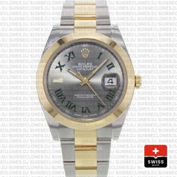 Rolex Datejust 41 Two-Tone 18k Yellow Gold Slate Grey Roman Dial Stainless Steel Replica