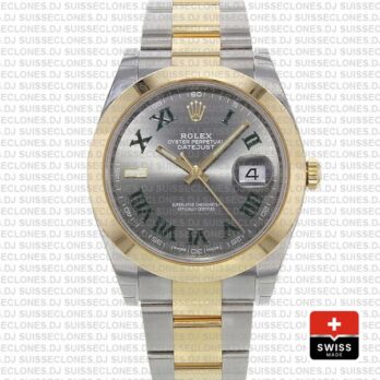 Rolex Datejust 41 Two-Tone 18k Yellow Gold Slate Grey Roman Dial oyster bracelet