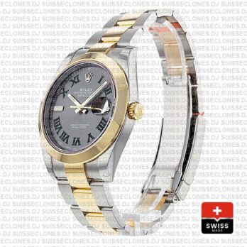 Rolex Datejust Two-Tone 41mm Slate Grey Dial Roman Swiss Replica