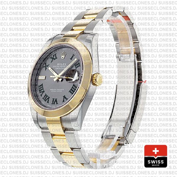 Rolex Datejust Two-Tone 41mm Slate Grey Dial Roman Swiss Replica