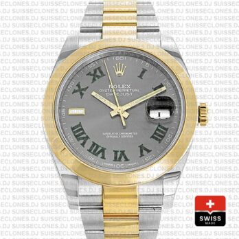 Rolex Datejust Two-Tone 41mm Slate Grey Dial Roman Replica