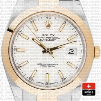 Rolex Datejust 41 Two Tone White Dial Swiss Replica Watch