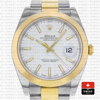 Rolex Datejust 41 Oyster 2 Tone 18k Yellow Gold Smooth Bezel