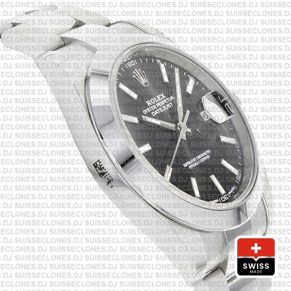 Rolex Datejust 41 Oyster Steel Smooth Bezel Black Dial Stick Markers 126300