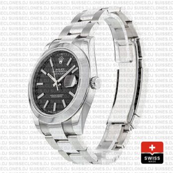 Rolex Datejust 41 Oyster Steel Smooth Bezel Black Dial Stick Markers 126300