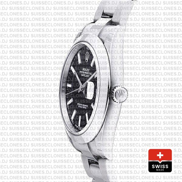 Rolex Datejust 41 904L Steel Black Dial Stick Markers Smooth Bezel 41mm