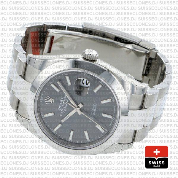 Rolex Datejust 41 Oyster Steel Smooth Bezel Black Dial Stick Markers 126300